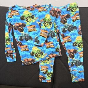 Monster Trucks Kids Pajama Set - Blue and Orange